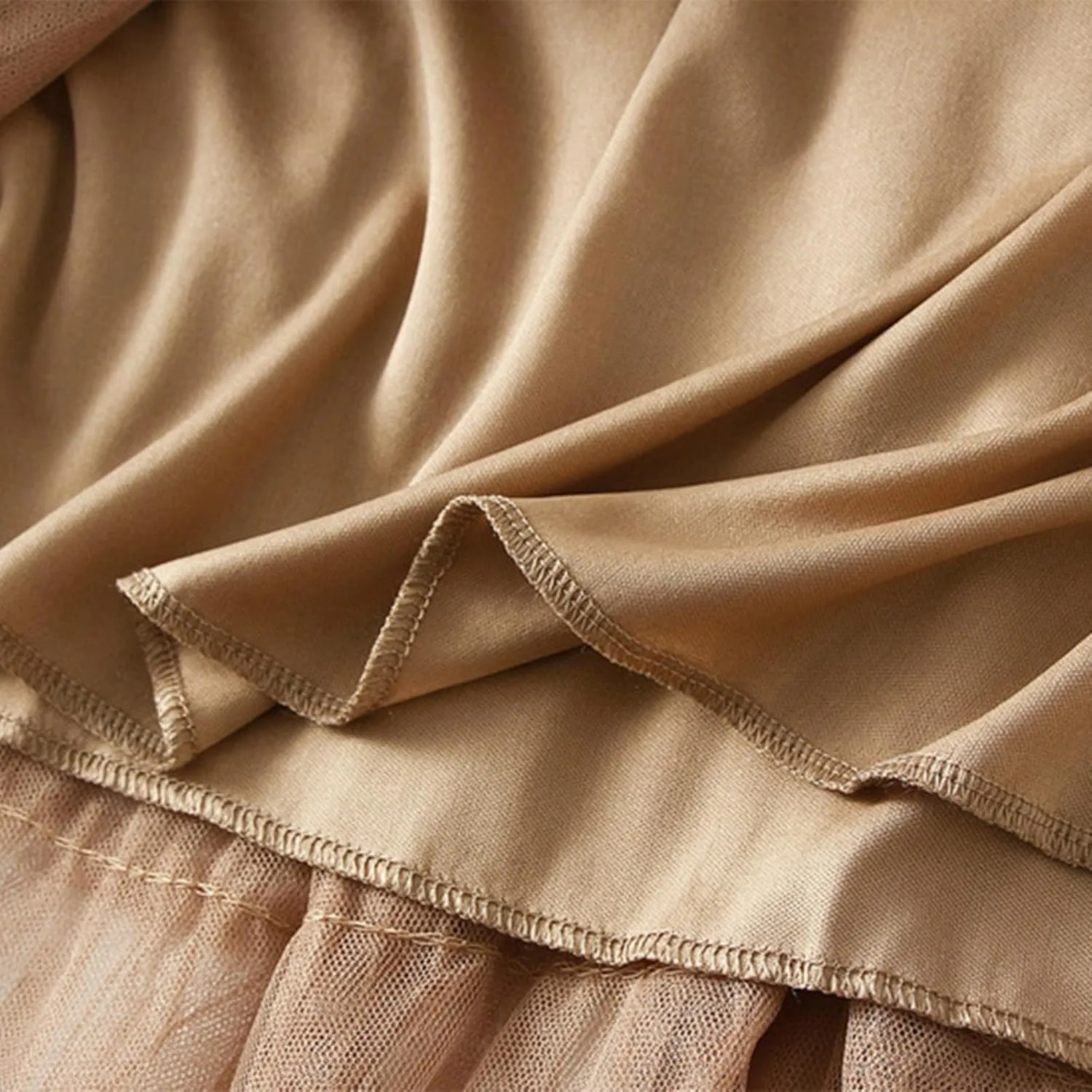 Women's Fairy Tulle Midi Skirt Sweet Elastic High Waist A-Line Ruffle Tiered Layered Mesh Puffy Long Maxi Skirt