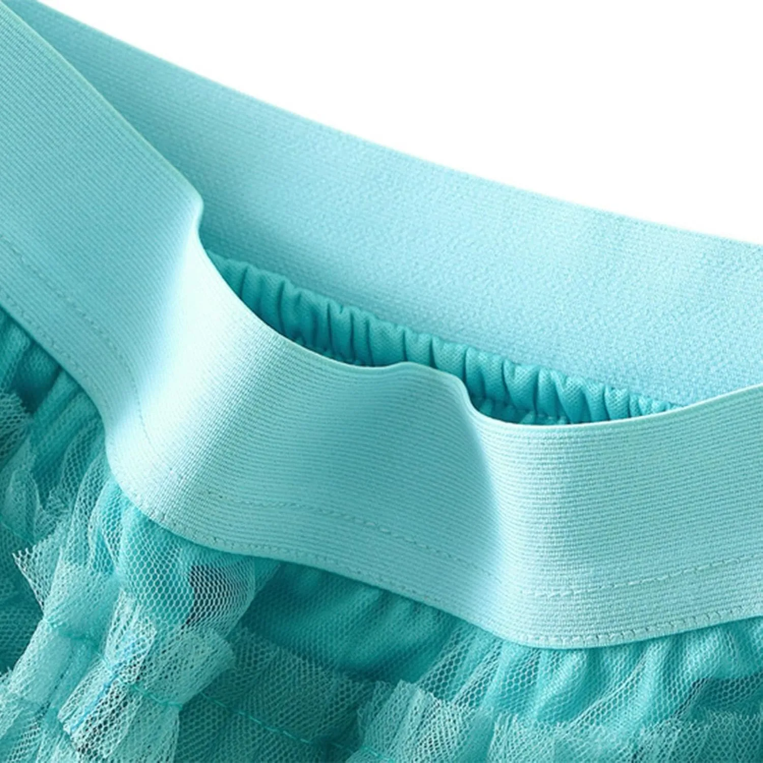 Women's Fairy Tulle Midi Skirt Sweet Elastic High Waist A-Line Ruffle Tiered Layered Mesh Puffy Long Maxi Skirt