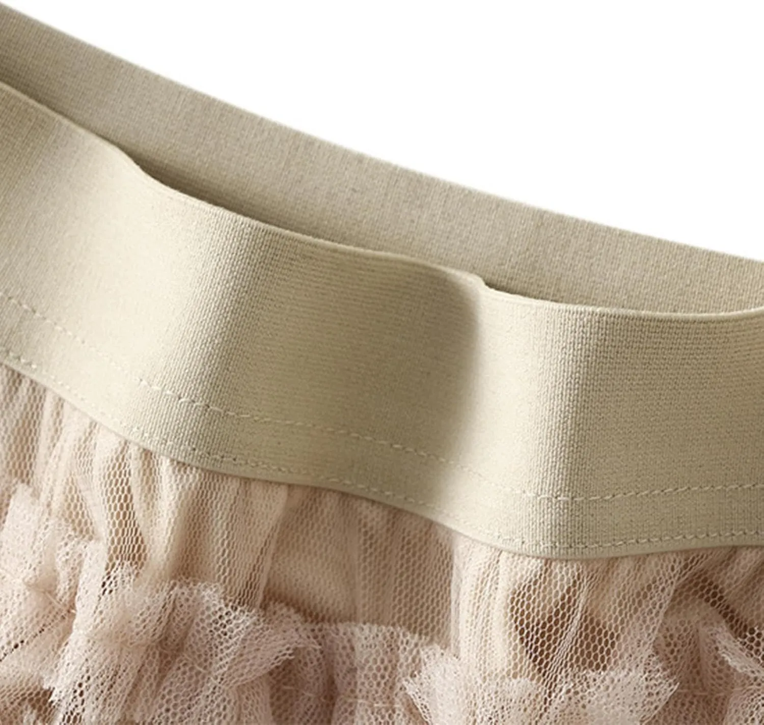 Women's Fairy Tulle Midi Skirt Sweet Elastic High Waist A-Line Ruffle Tiered Layered Mesh Puffy Long Maxi Skirt