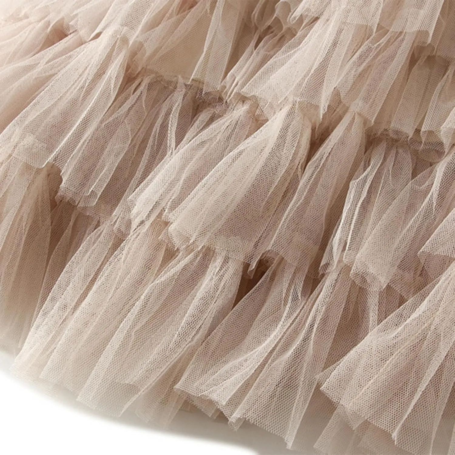 Women's Fairy Tulle Midi Skirt Sweet Elastic High Waist A-Line Ruffle Tiered Layered Mesh Puffy Long Maxi Skirt