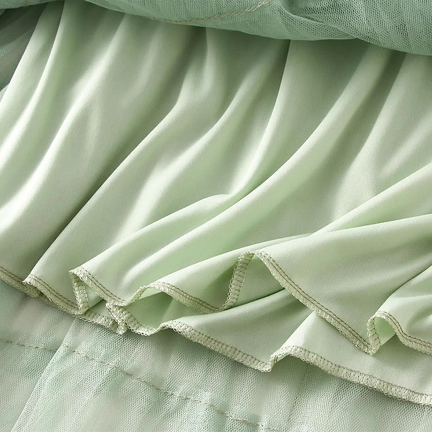 Women's Fairy Tulle Midi Skirt Sweet Elastic High Waist A-Line Ruffle Tiered Layered Mesh Puffy Long Maxi Skirt