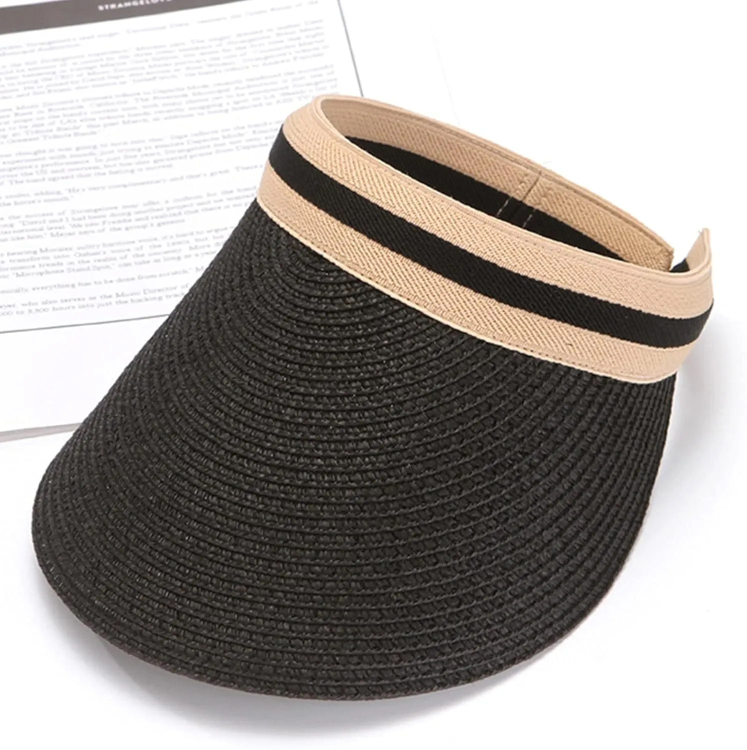 Womens Folable Floppy Hat Wide Floppy Brim Summer Empty Top Hat Large Brimmed Beach Sun Hat