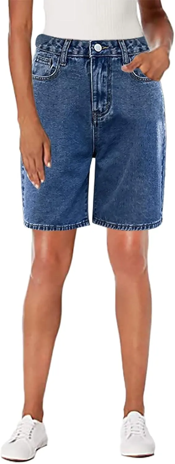 Womens Jean Shorts High Waisted Summer Stretchy Cropped Bermuda Shorts Trendy Casual Denim Shorts Loose Fit Jorts