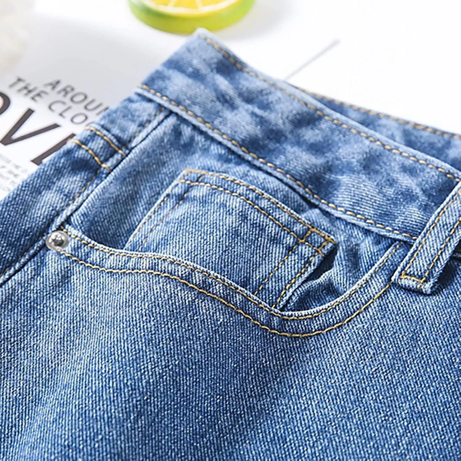Womens Jean Shorts High Waisted Summer Stretchy Cropped Bermuda Shorts Trendy Casual Denim Shorts Loose Fit Jorts