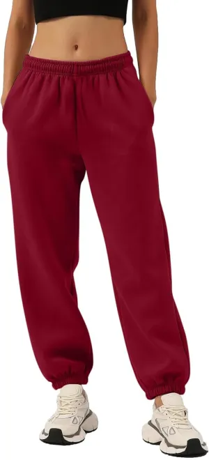 Womens Joggers Fleece Elastic Waist Baggy Sweatpants Trendy Cinch Bottom Joggers with Pockets Athletic Pants