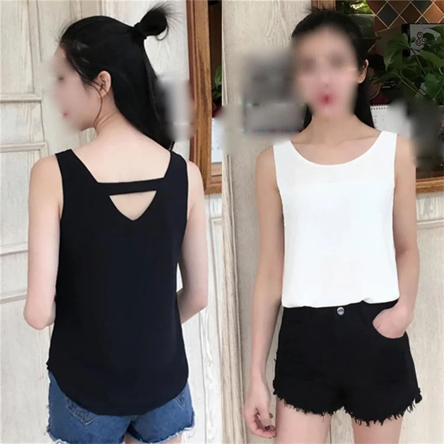 Women's Lightweight Chiffon Vest Summer Breathable U-Neck Sleeveless Blouse Loose Fit Flowy Top for Casual Work