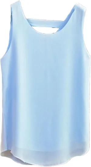 Women's Lightweight Chiffon Vest Summer Breathable U-Neck Sleeveless Blouse Loose Fit Flowy Top for Casual Work
