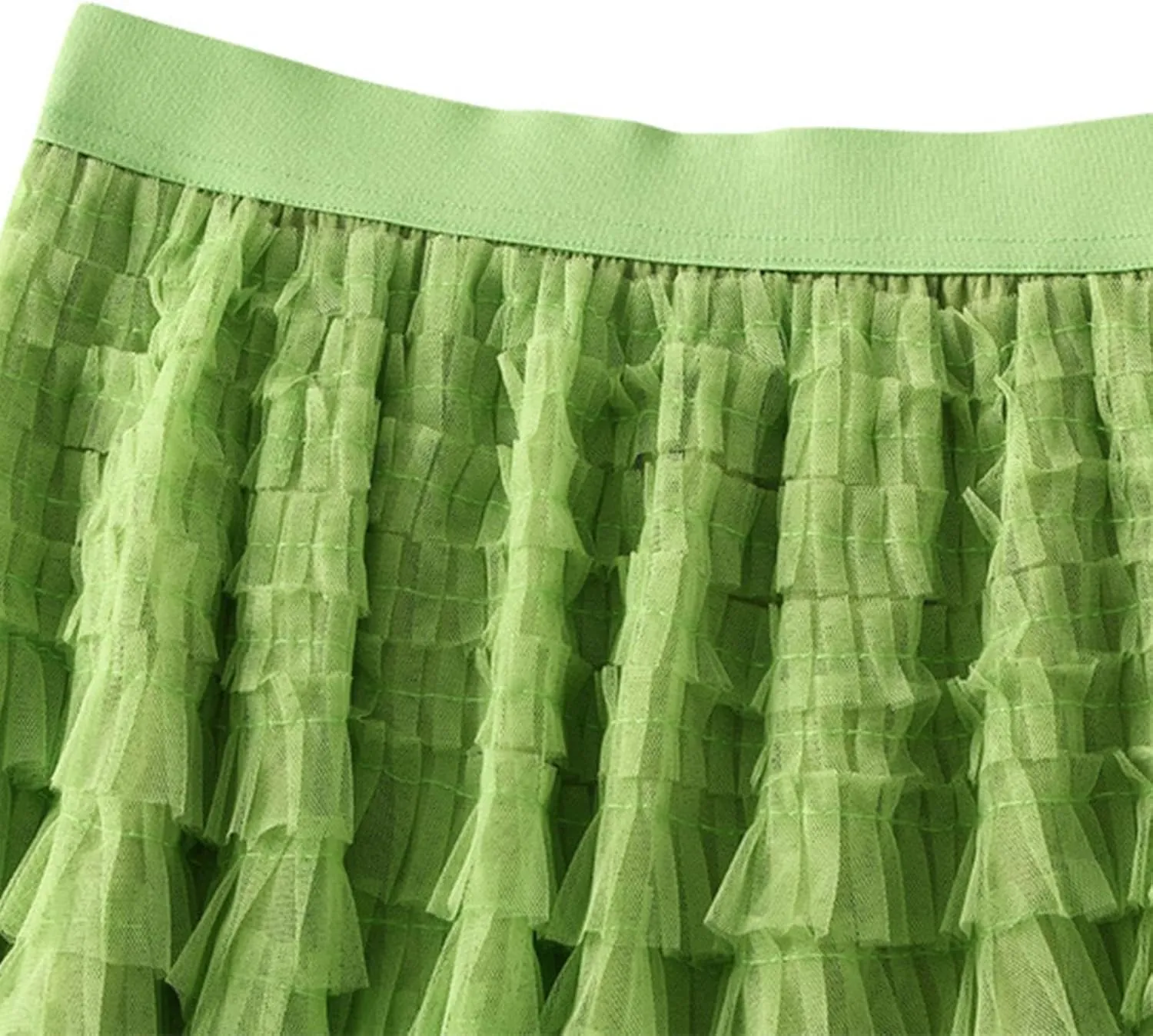 Women's Long Maxi Tulle Skirts A Line Trendy Ruffle High Waisted Tiered Layered Mesh Tutu Skirt Petticoat