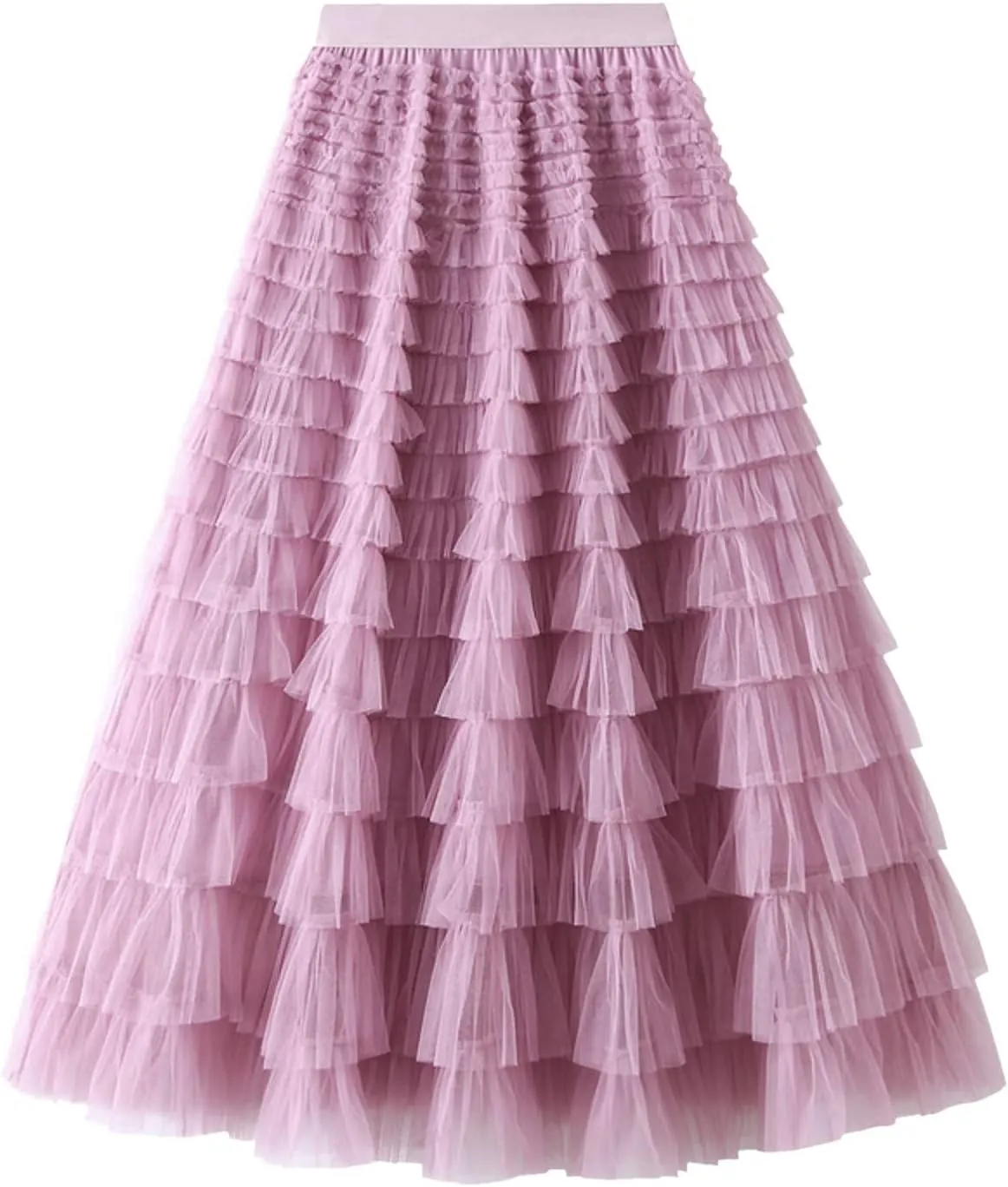 Women's Long Maxi Tulle Skirts A Line Trendy Ruffle High Waisted Tiered Layered Mesh Tutu Skirt Petticoat