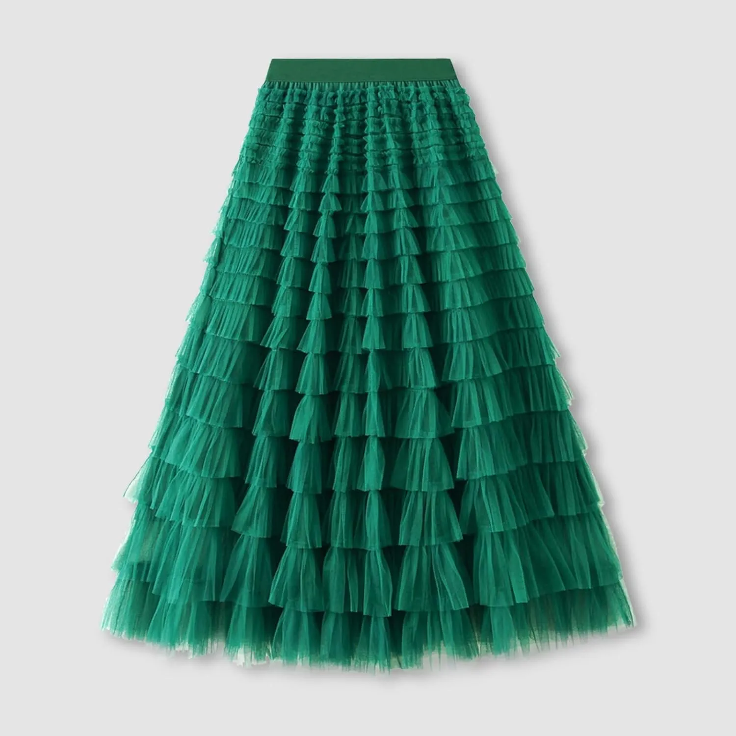 Women's Long Maxi Tulle Skirts A Line Trendy Ruffle High Waisted Tiered Layered Mesh Tutu Skirt Petticoat