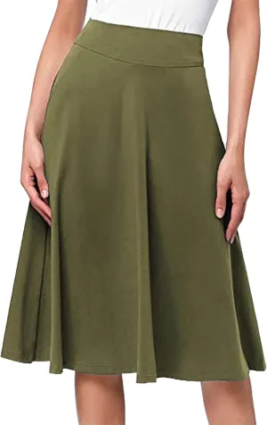Women's Midi Skirt Boho Wood Ear Edge Layered Half Maxi Skirt Summer Casual Long Flowy Tiered Beach Vacation Dress