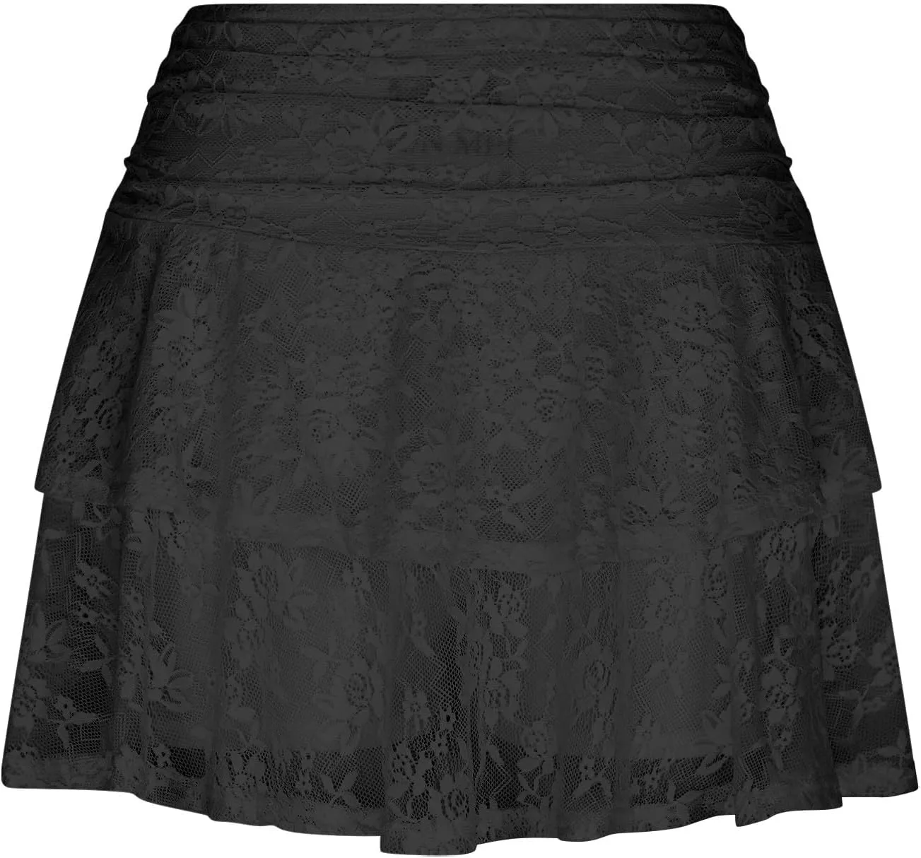 Women's Pleated Mini Skirt Sexy Lace High Waisted Ruffles Lingerie Short Skirts 2025 Elegant Pleated Layered Skirts