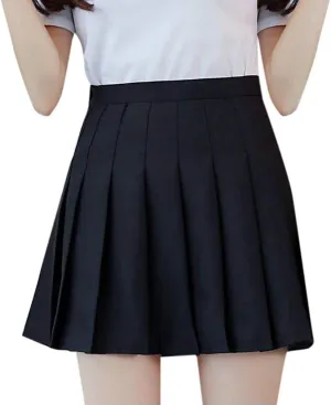 Womens Pleated Tennis Mini Skirts High Waisted A-line Skirts Summer Casual Stretchy Flared Skirts with Lining Shorts