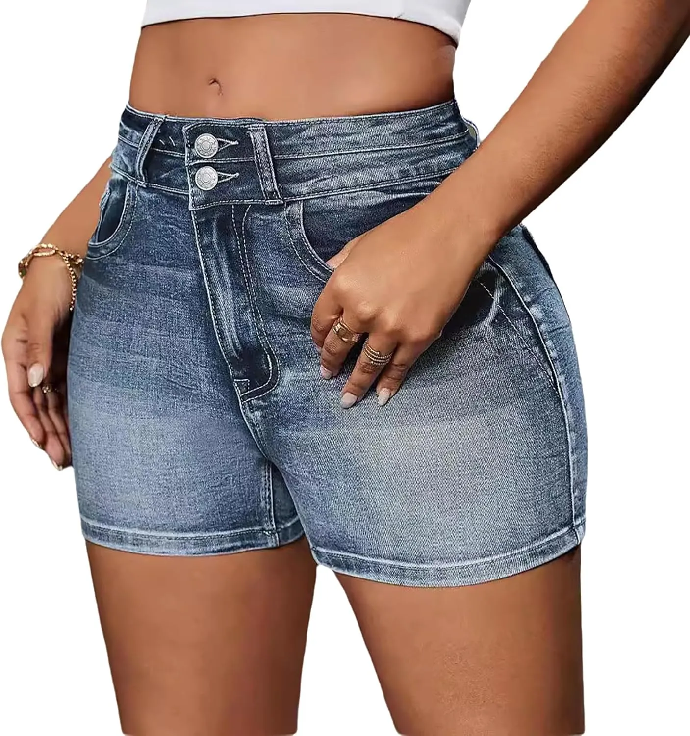 Women's Ripped American Flag Jean Shorts High Waisted Distressed Raw Hem Casual Denim Shorts