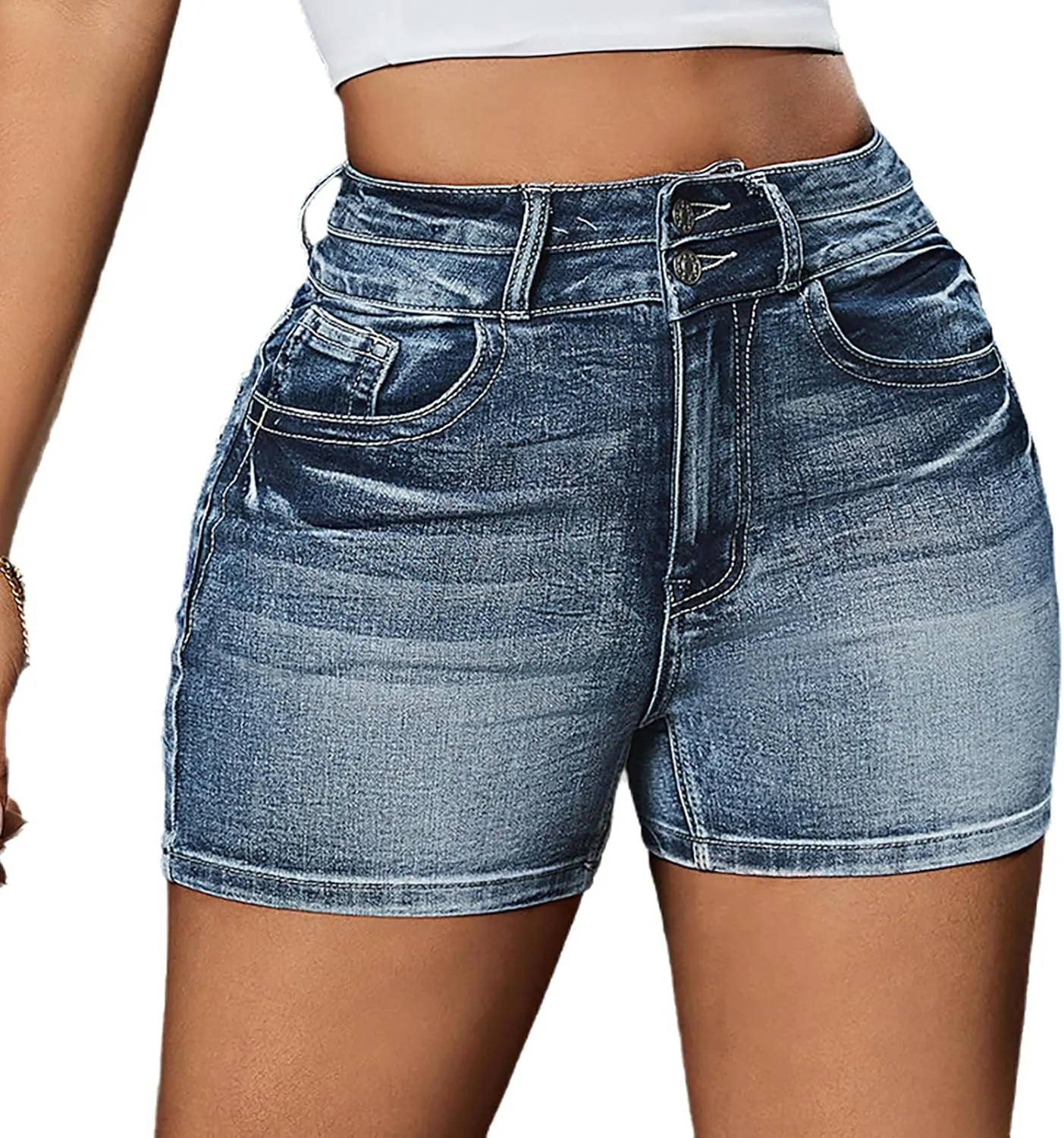 Women's Ripped American Flag Jean Shorts High Waisted Distressed Raw Hem Casual Denim Shorts