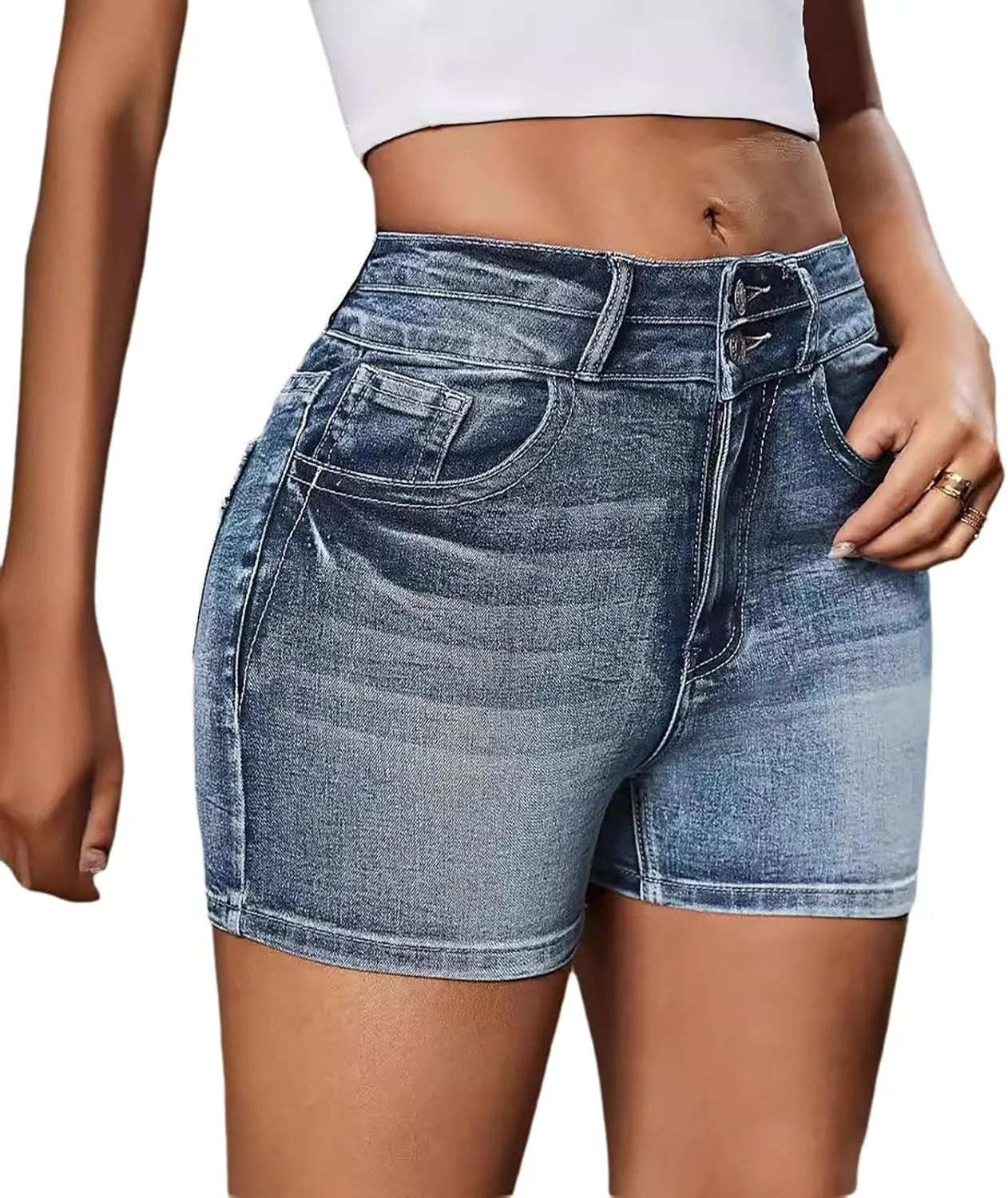 Women's Ripped American Flag Jean Shorts High Waisted Distressed Raw Hem Casual Denim Shorts