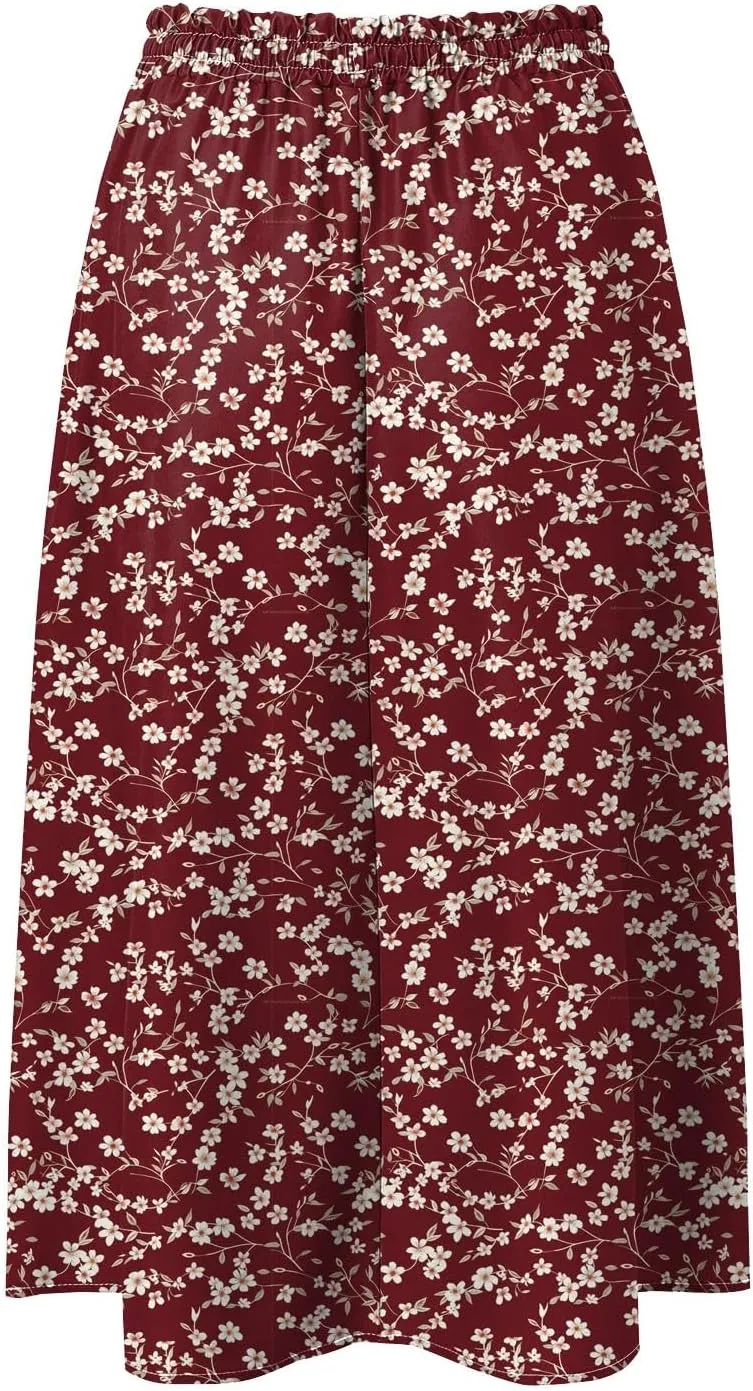 Women's Skirt Chiffon Elastic Waist A-Line Midi Length Flowy Swing Elegant Midi Skirts