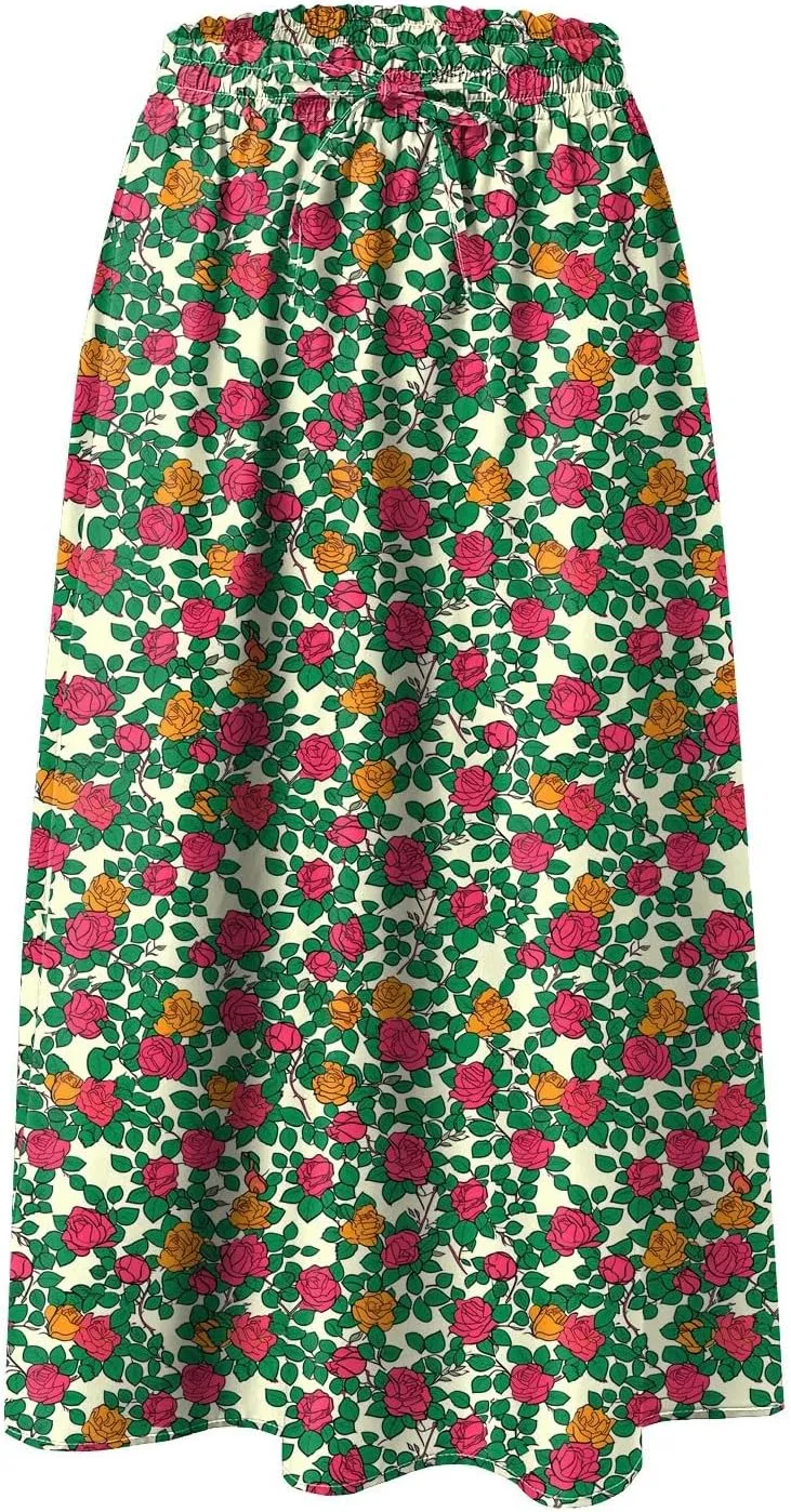 Women's Skirt Chiffon Elastic Waist A-Line Midi Length Flowy Swing Elegant Midi Skirts