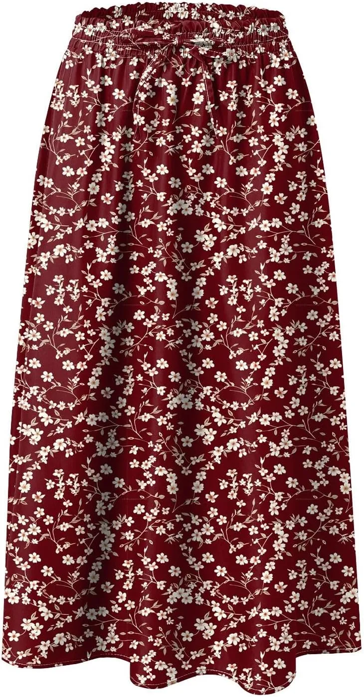 Women's Skirt Chiffon Elastic Waist A-Line Midi Length Flowy Swing Elegant Midi Skirts