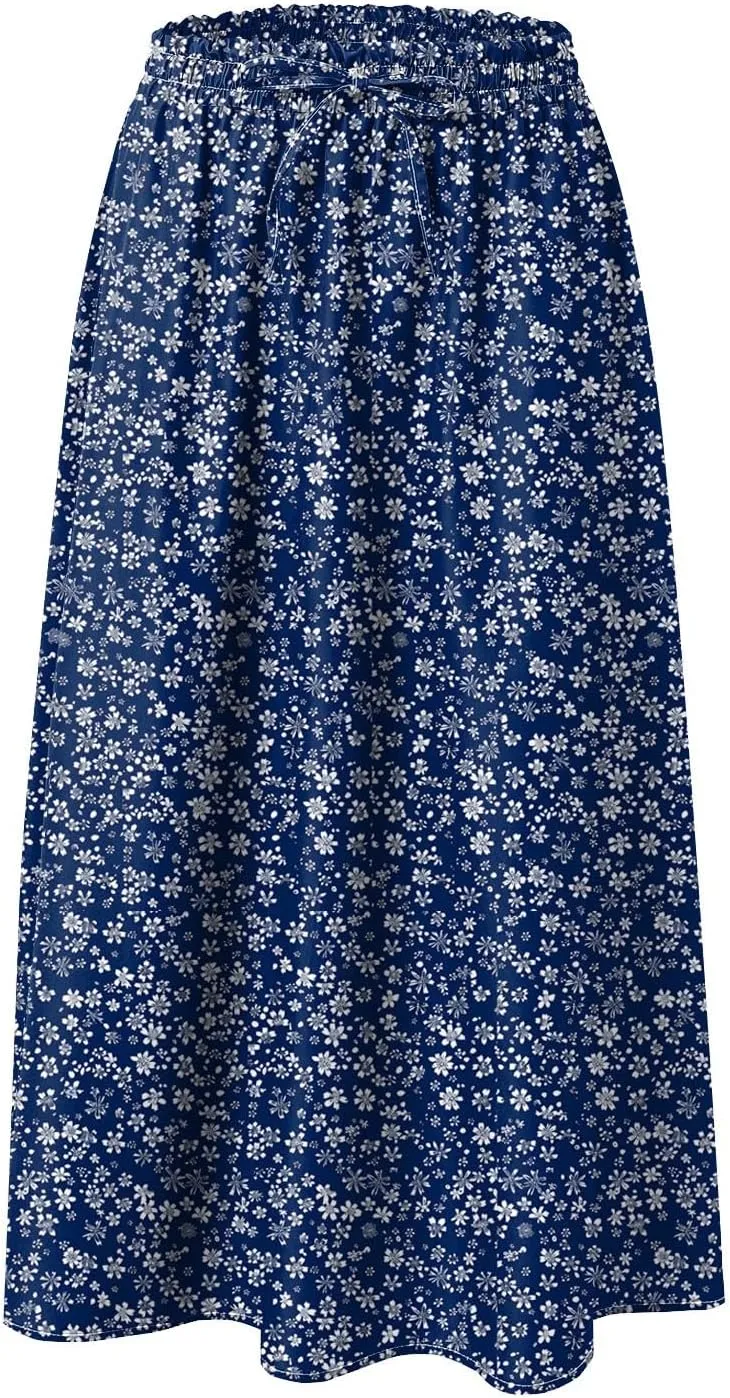 Women's Skirt Chiffon Elastic Waist A-Line Midi Length Flowy Swing Elegant Midi Skirts