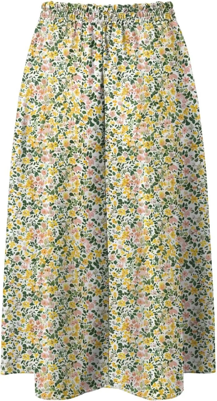 Women's Skirt Chiffon Elastic Waist A-Line Midi Length Flowy Swing Elegant Midi Skirts