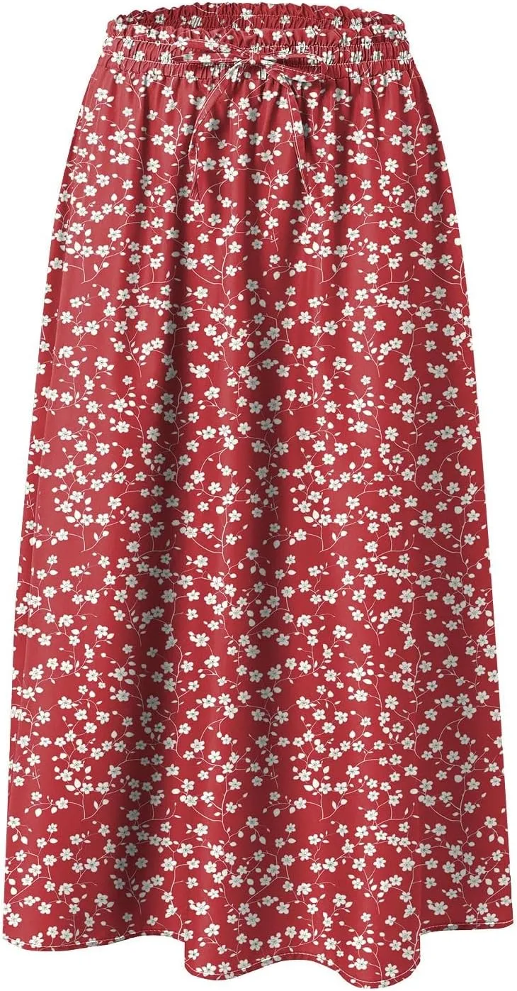 Women's Skirt Chiffon Elastic Waist A-Line Midi Length Flowy Swing Elegant Midi Skirts