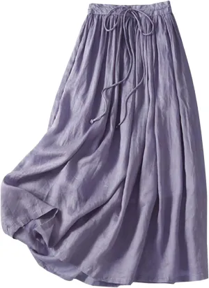 Women's Skirts for Summer Vacation High Waist Drawstring Elastic A Line Loose Casual Long Skirts for Women Trendy