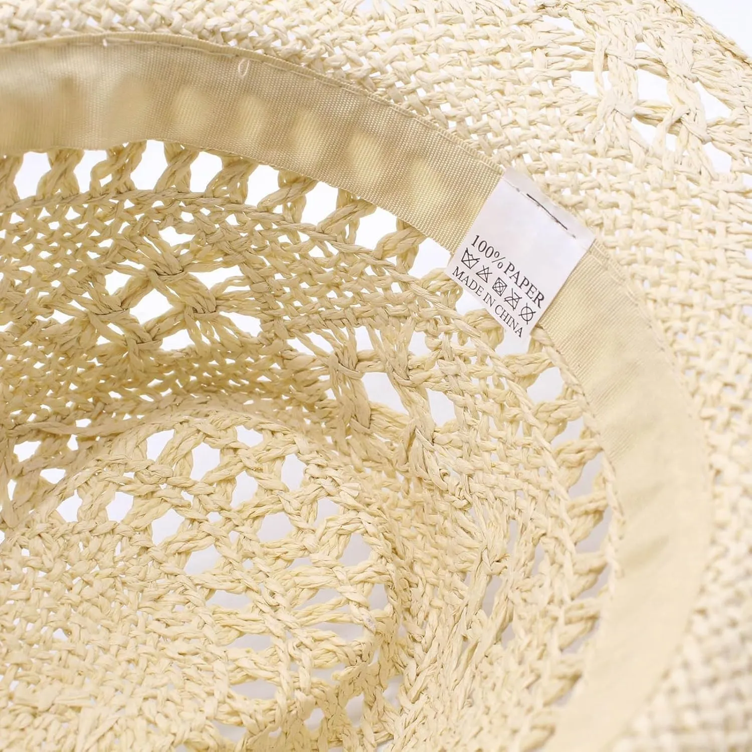 Womens Straw Cowboy Hats Western Beach Hats for Women Holiday Foldable Vacation Summer Sun Hat with Wide Brim