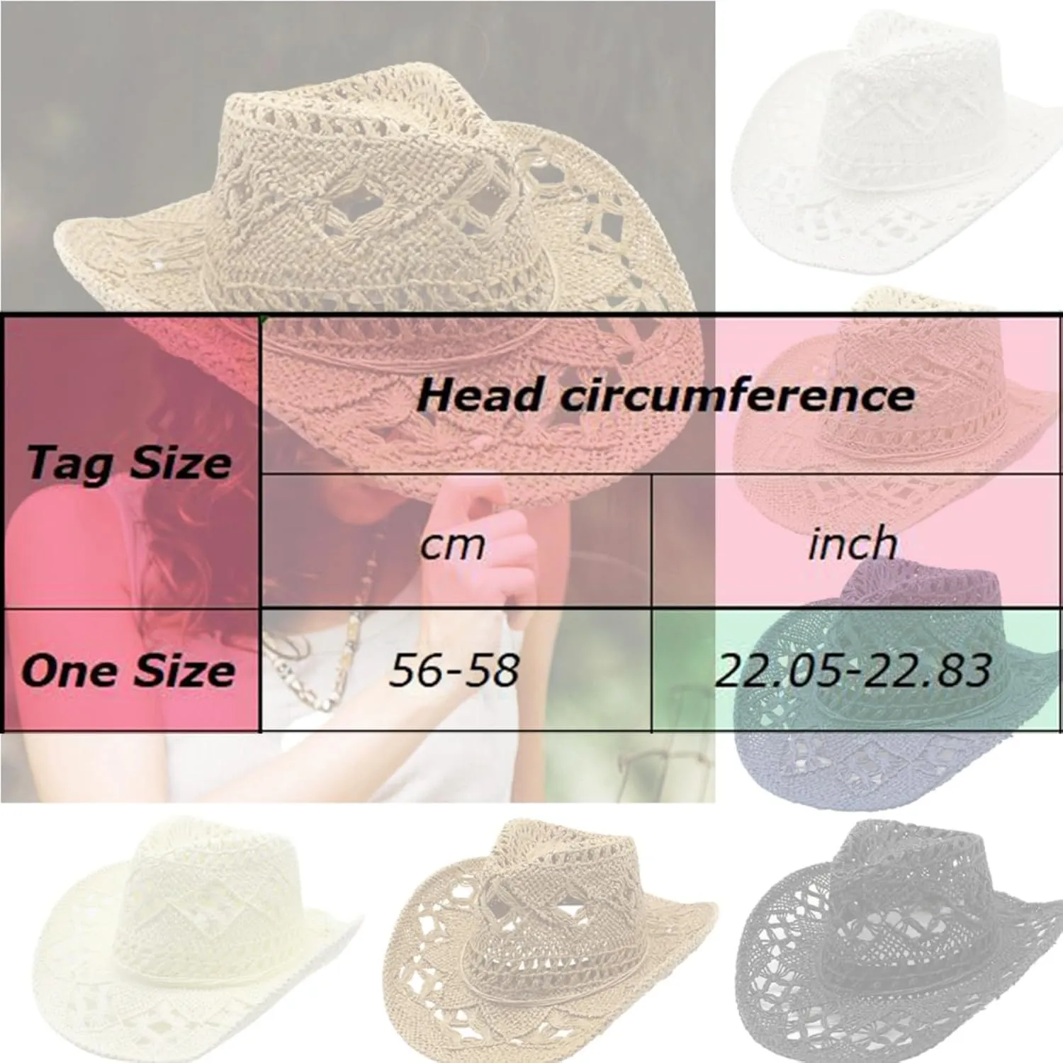 Womens Straw Cowboy Hats Western Beach Hats for Women Holiday Foldable Vacation Summer Sun Hat with Wide Brim