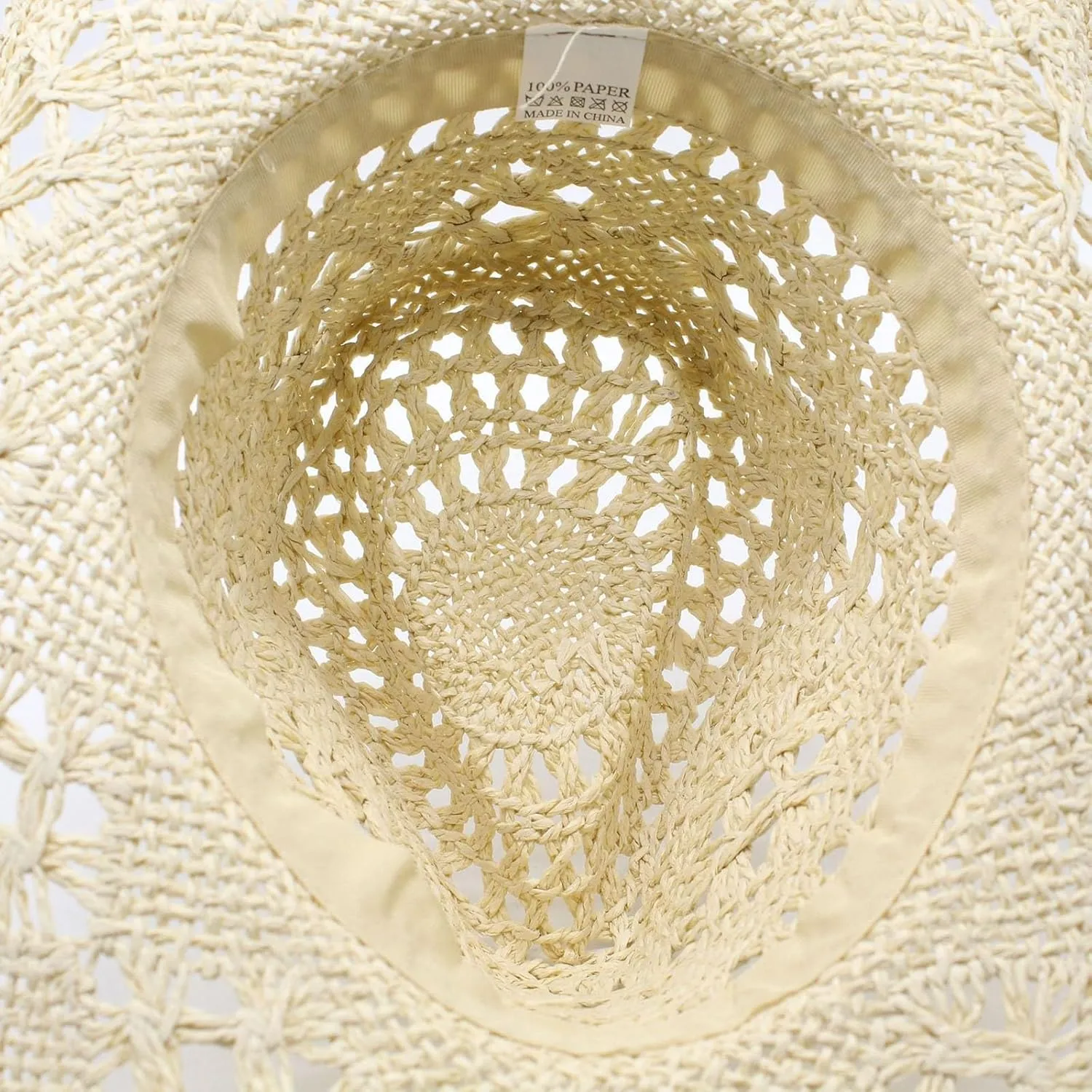 Womens Straw Cowboy Hats Western Beach Hats for Women Holiday Foldable Vacation Summer Sun Hat with Wide Brim