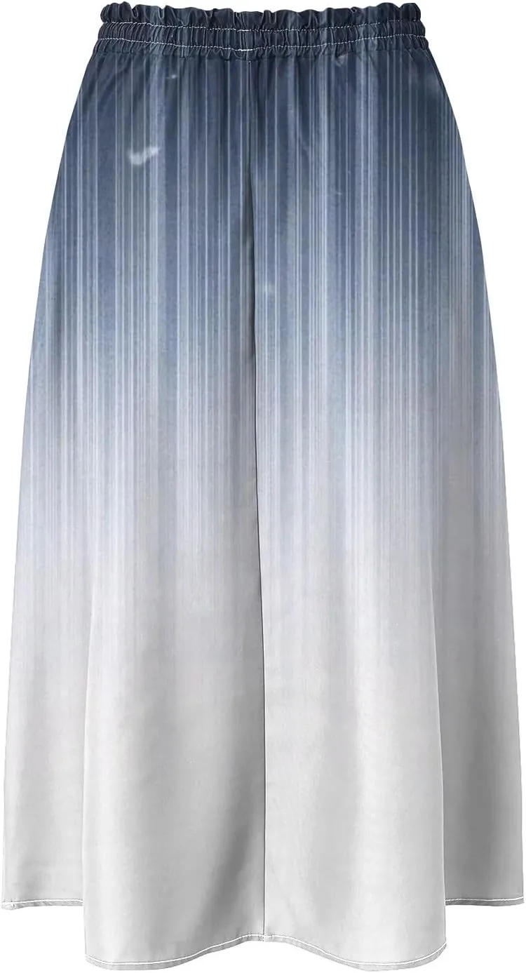 Women's Summer Boho Floral Midi Skirts Casual Flowy Tiered A-Line Elastic Waist Skirt with Pockets