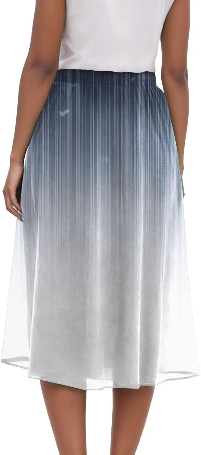 Women's Summer Boho Floral Midi Skirts Casual Flowy Tiered A-Line Elastic Waist Skirt with Pockets