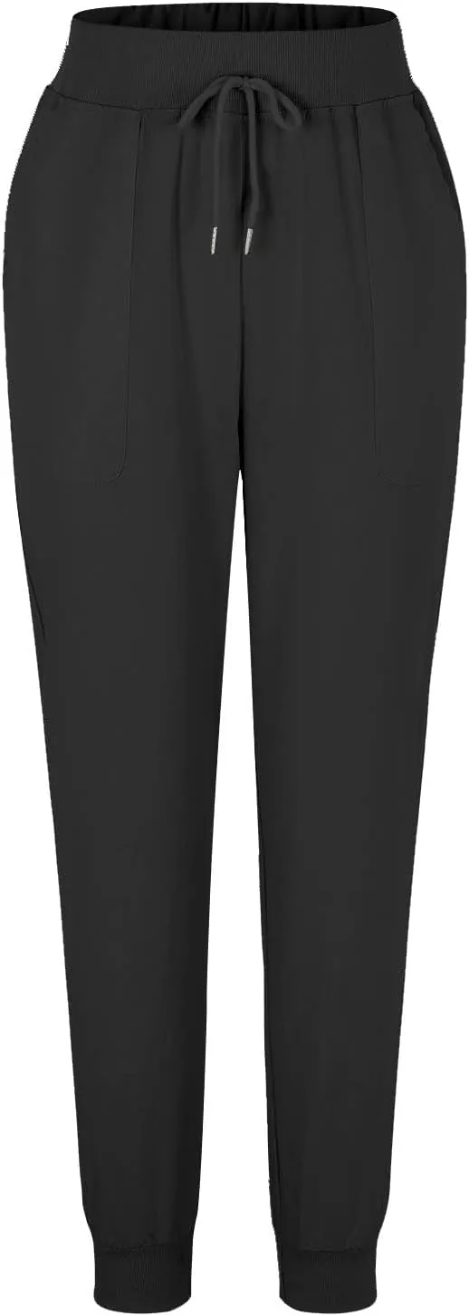 Womens Summer Linen Pants Casual Long Trousers Drawstring Elastic Waist Lounge Pants Comfy Sweatpants Joggers Pockets