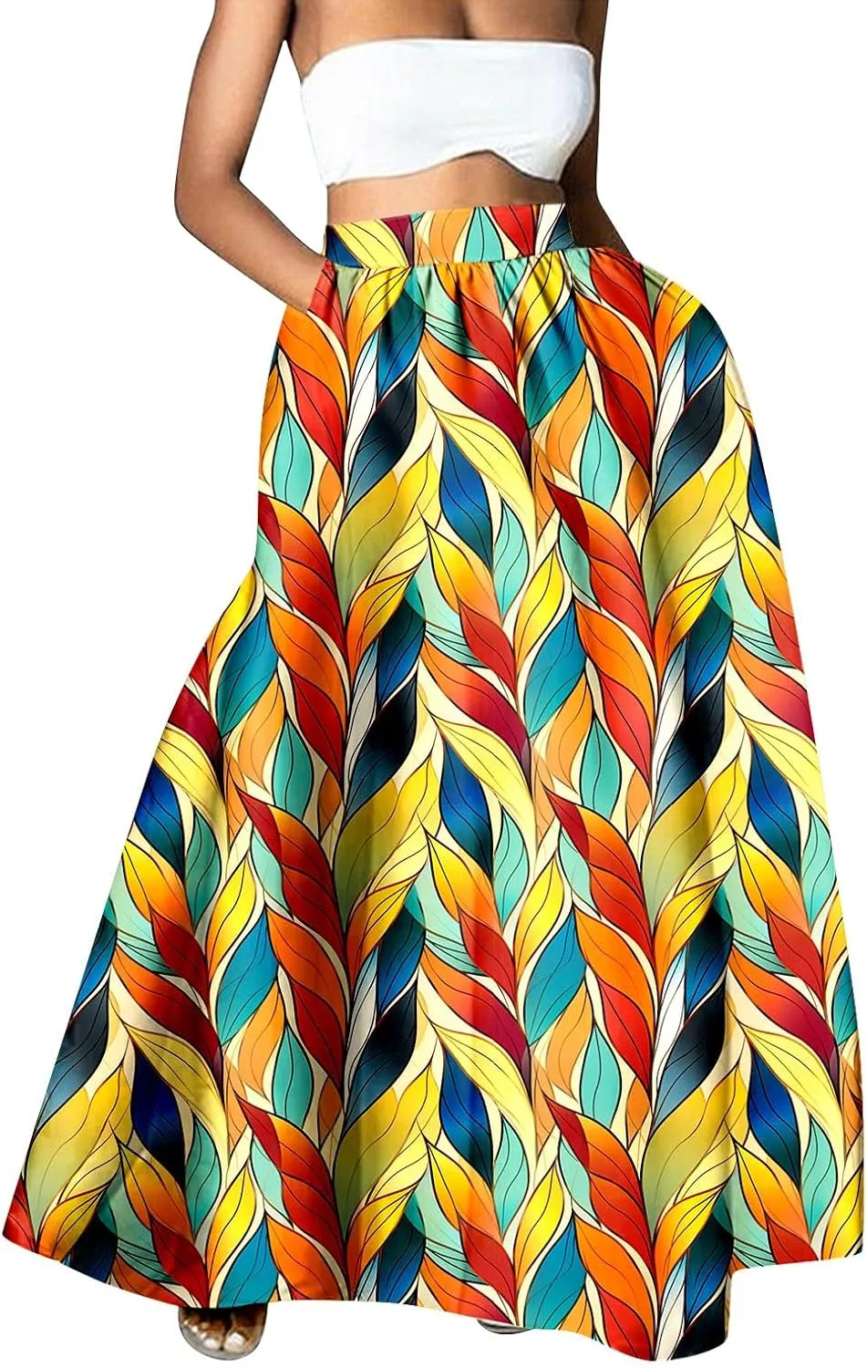 Womens Summer Maxi Skirt Boho Long Skirts Pleated Dress Casual 2025 A Line Plus Size Tiered Beach Vacation Clothing