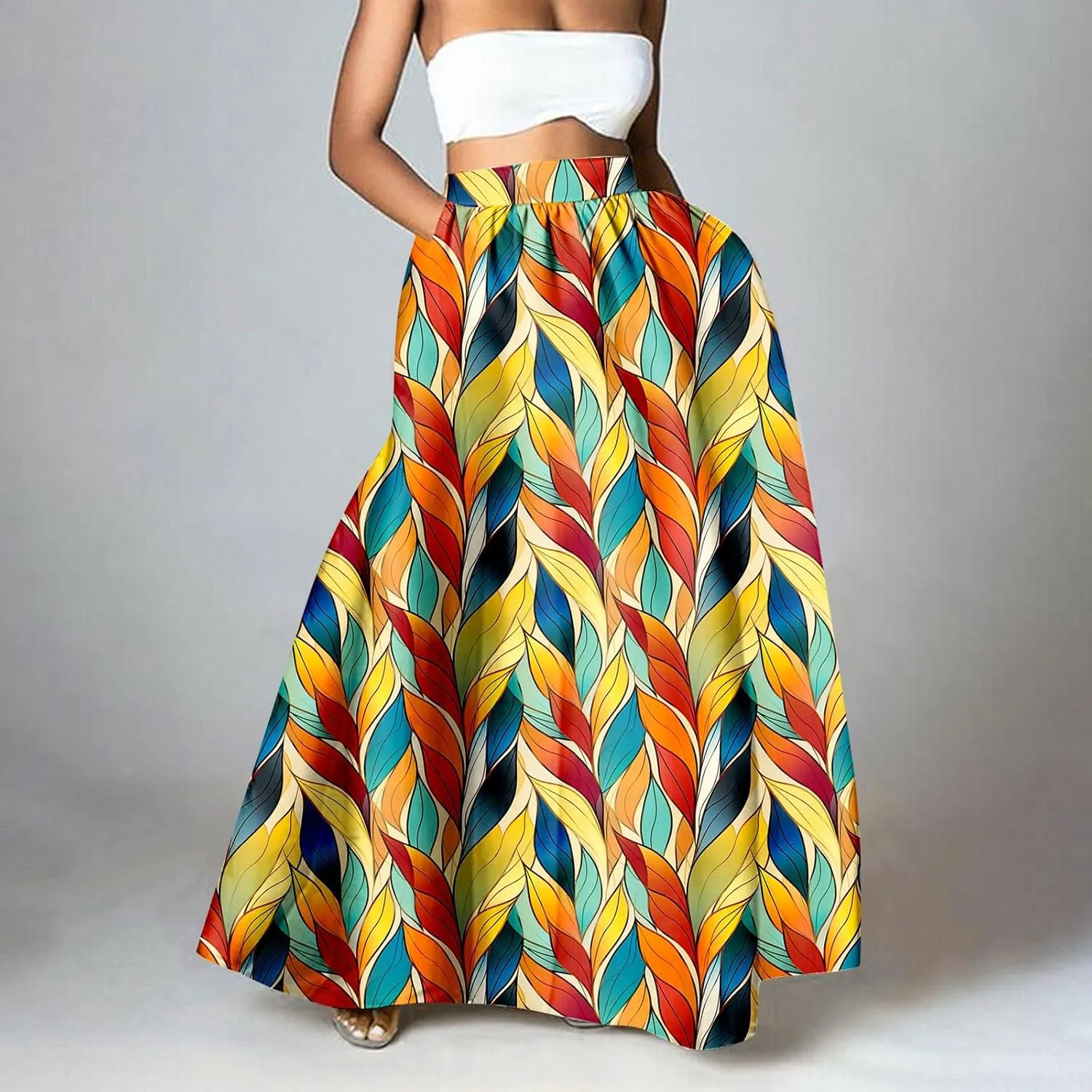 Womens Summer Maxi Skirt Boho Long Skirts Pleated Dress Casual 2025 A Line Plus Size Tiered Beach Vacation Clothing