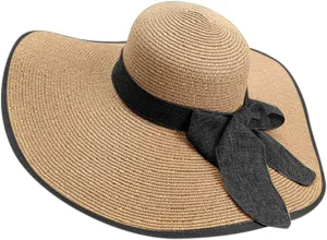 Womens Summer Straw Hats Bowknot Wide Brim Sun Hat UV Protection Foldable Traveling Vacation Beach Hats
