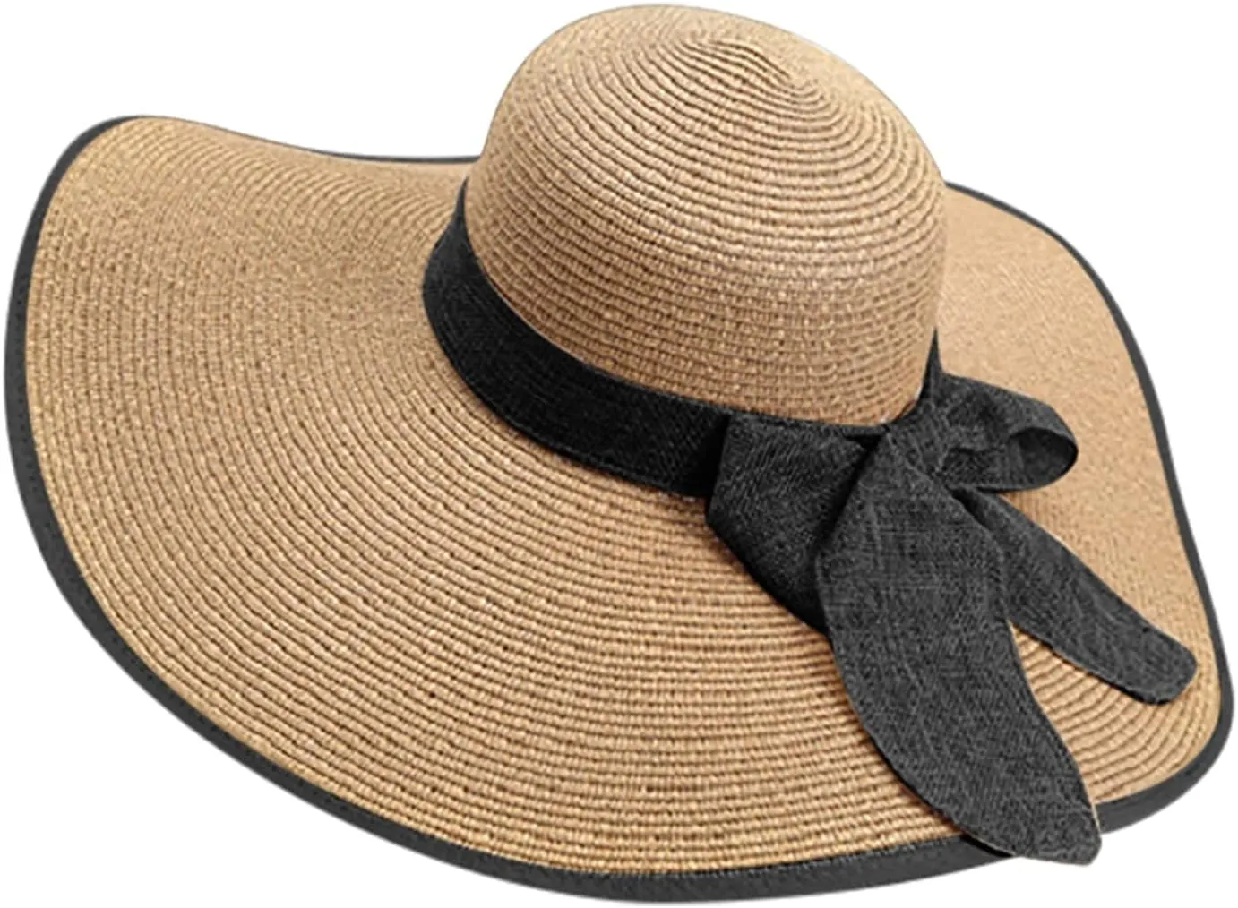 Womens Summer Straw Hats Bowknot Wide Brim Sun Hat UV Protection Foldable Traveling Vacation Beach Hats