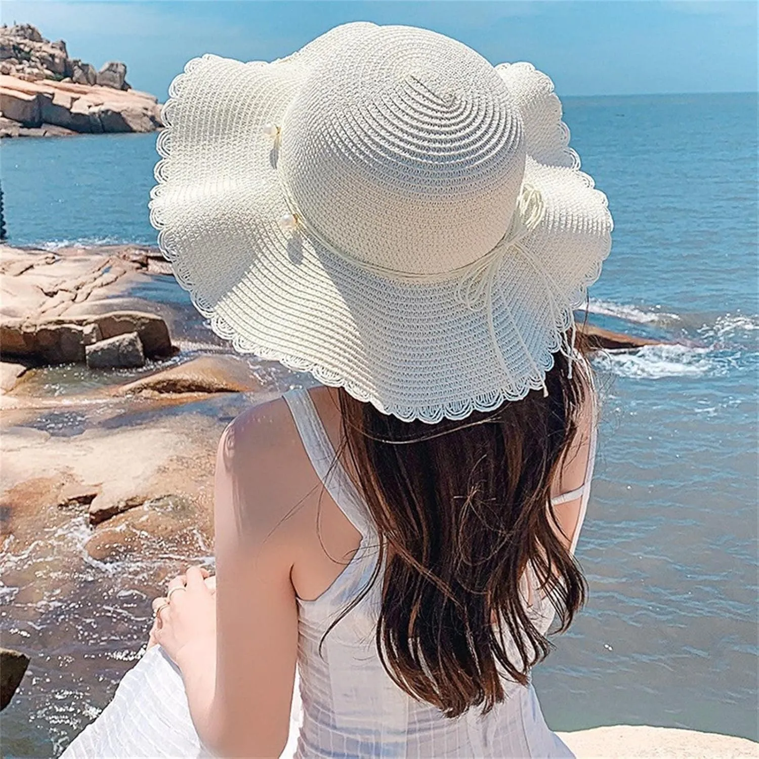 Womens Sun Hat Summer Foldable Summer Wide Brim Straw Beach Hat Large Floppy Foldable Roll Up Beach Cap Sun Hat
