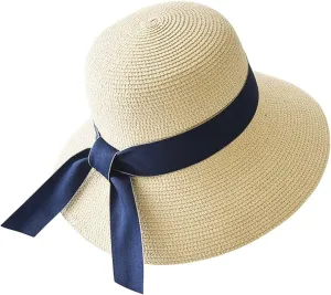 Womens Sun Hats Summer Foldable Wide Brim Retro Fedora Floppy Beach Hat Womens Straw Hat Floppy Hats