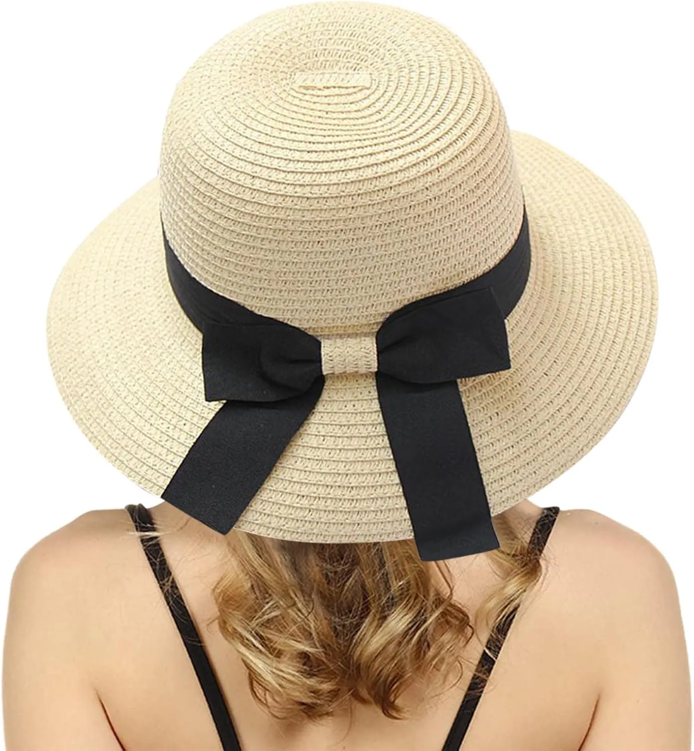 Womens Sun Straw Hat Wide Brim UPF 80 Summer UV Cap Foldable Packable Floppy Beach Hats for Women