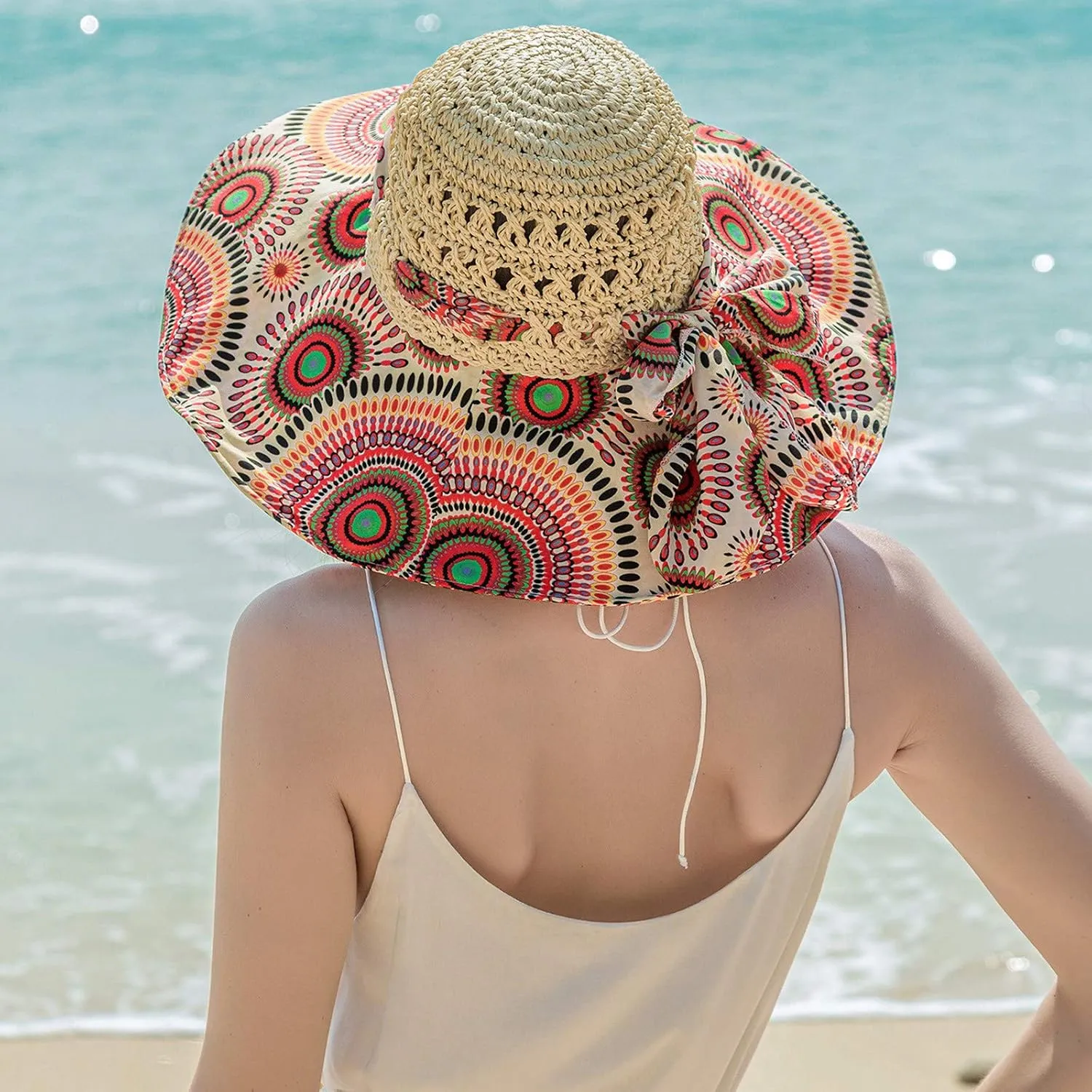 Women's Sun Visor Hats Womens Beach Sun Straw Hat Wide Brim Cap Foldable Packable Beach Hat for Summer Hats