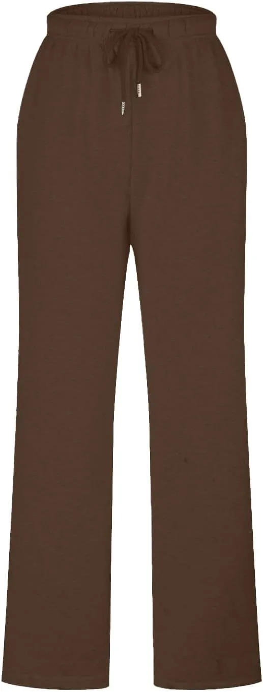 Women's Wide Leg Sweatpants Fleece Lined Baggy Straight Leg Lounge Pants Spring Fall Outfits Athletic Joggers