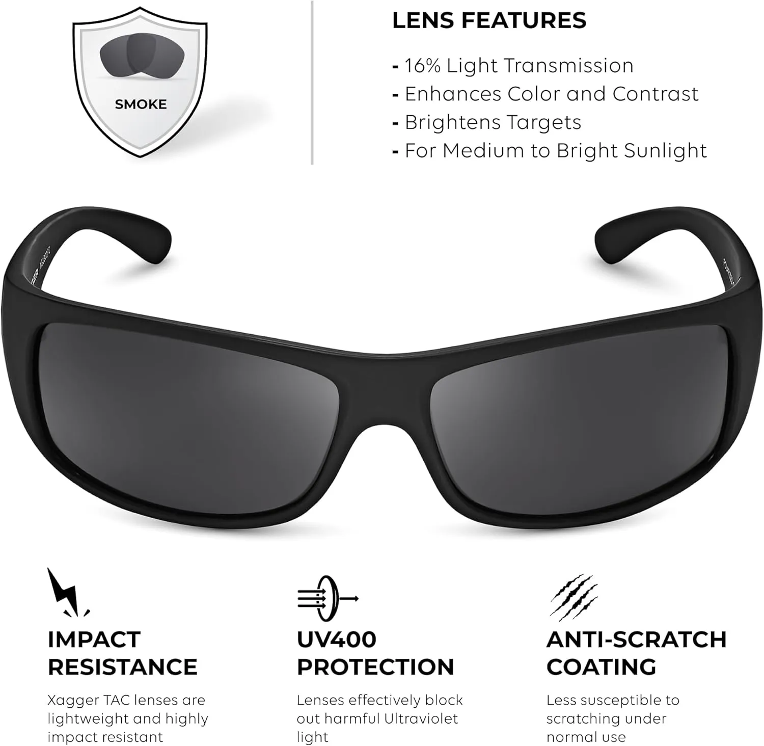 Xagger Sports Polarized Sunglasses for Men Wrap Around TR90 Frame Sun Glasses