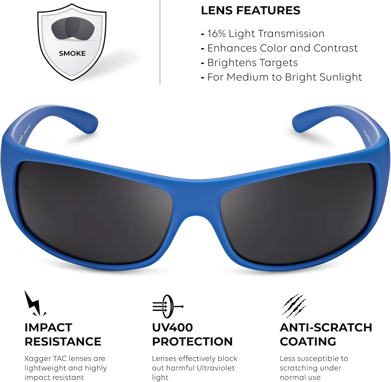 Xagger Sports Polarized Sunglasses for Men Wrap Around TR90 Frame Sun Glasses