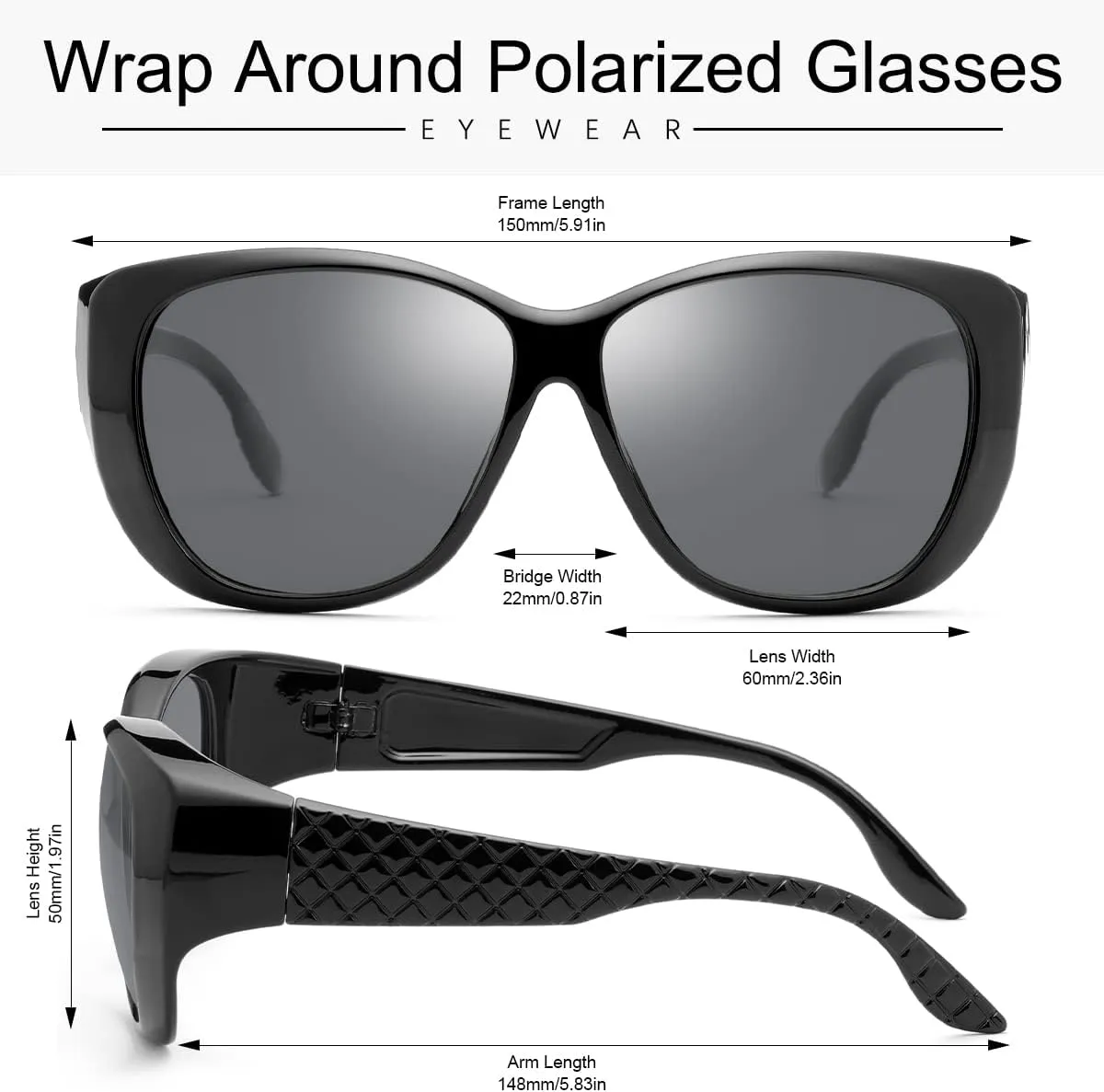 YIMI Fit Over Sunglasses Polarized Wear Over Prescription Glasses UV Protection Oversized Wrap Around Eyeglasses Eyewear