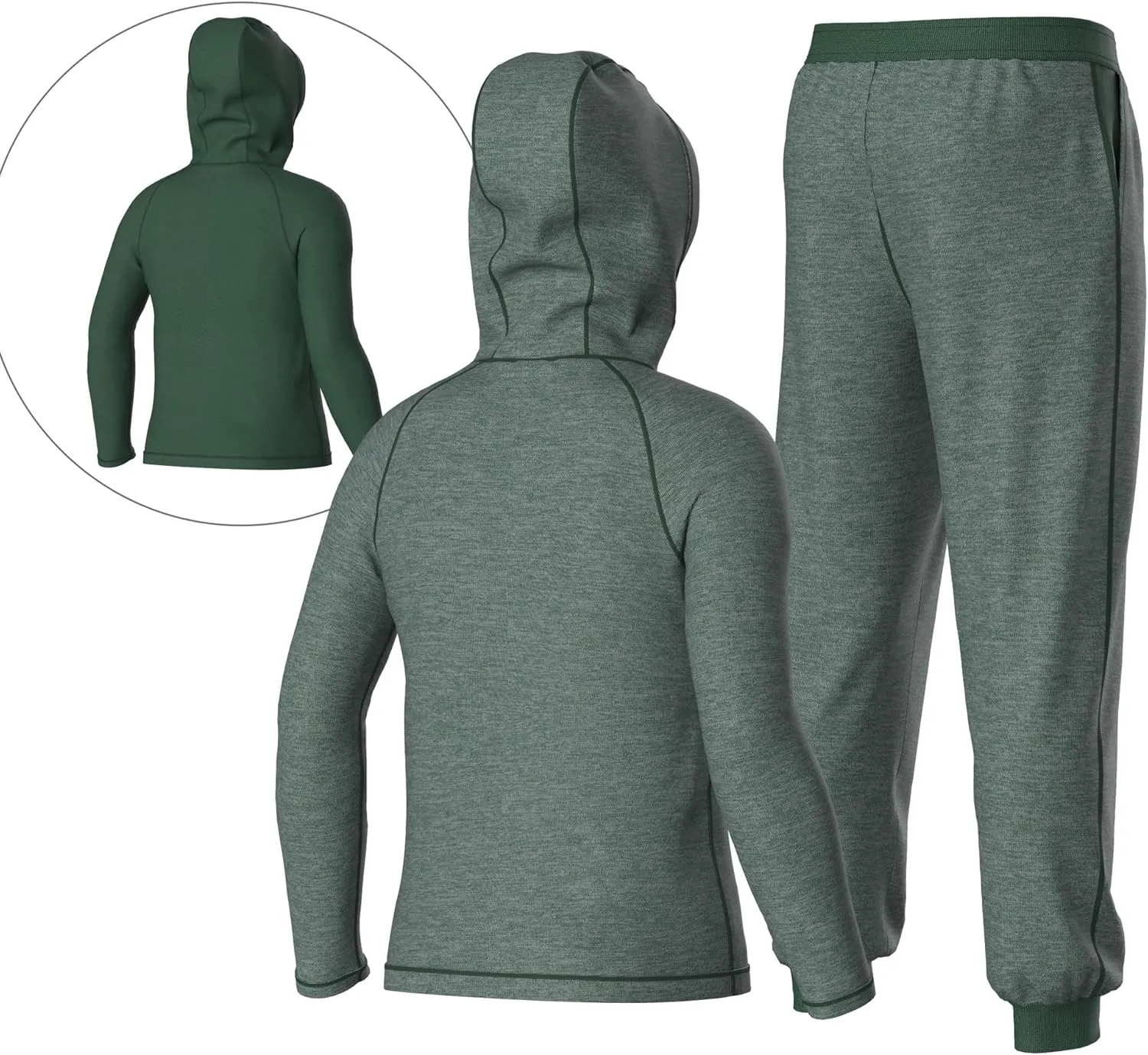 Youth Kids Sweatsuit Jogger Outfit - Boys Girls Athletic Reversible Pullover Hoodie & Pants Activewear Clothes Set