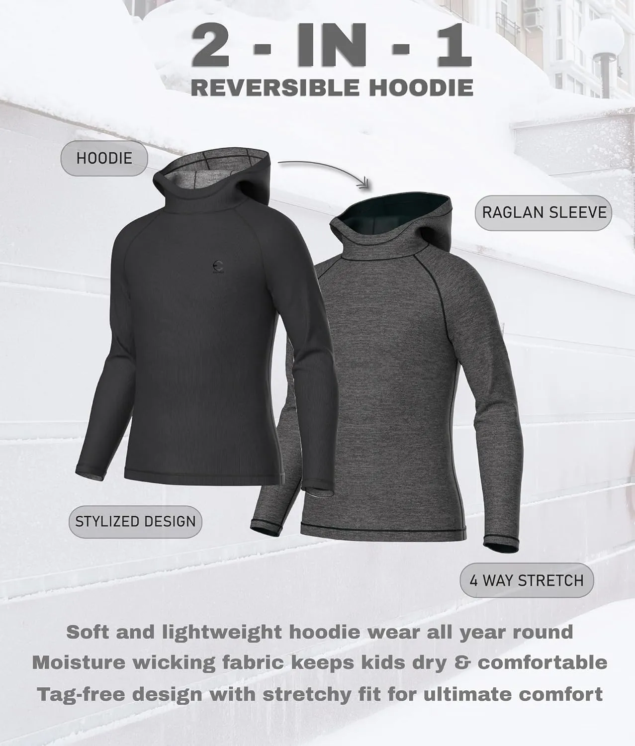 Youth Kids Sweatsuit Jogger Outfit - Boys Girls Athletic Reversible Pullover Hoodie & Pants Activewear Clothes Set