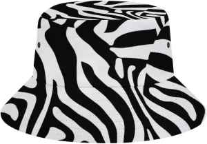Zebra Print Bucket Hat Lightweight Fishing Hat Wide Brim Sun Protection Cap for Men Women